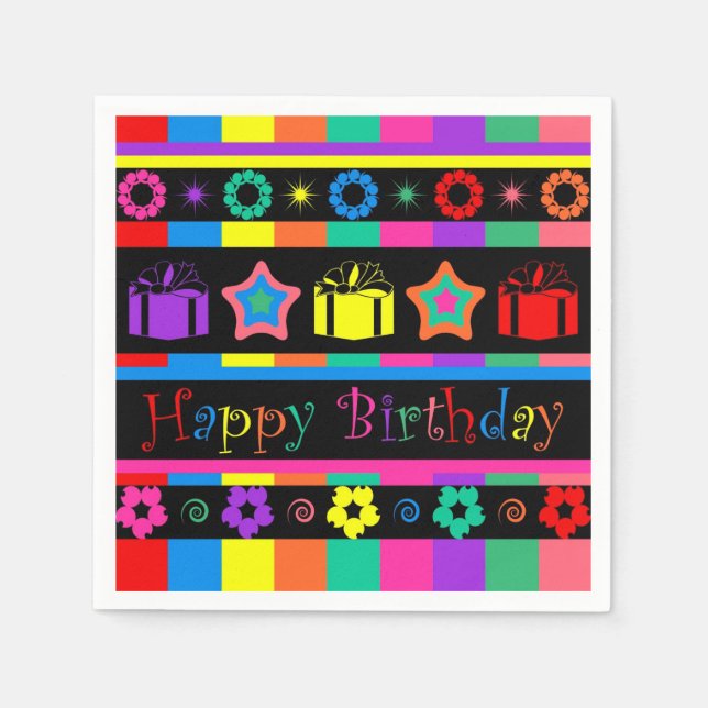 Serviette En Papier Joyeux anniversaire (Devant)