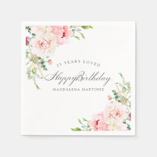 Serviette En Papier Joyeux Anniversaire 25e Anniversaire Fleurs Roses