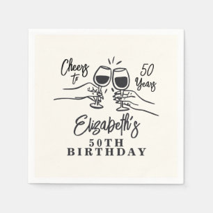 Serviette En Papier Joyeux Anniversaire 50 Ans Dessinés à la Main avec