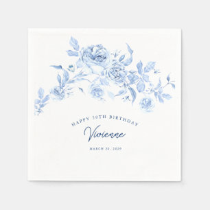 Serviette En Papier Joyeux anniversaire 50e Rose bleu Floral Custom