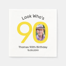 Joyeux Anniversaire 90 Photo Jaune et Blanc
