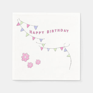 Serviette En Papier Joyeux Anniversaire À Ses Couleurs Pastel