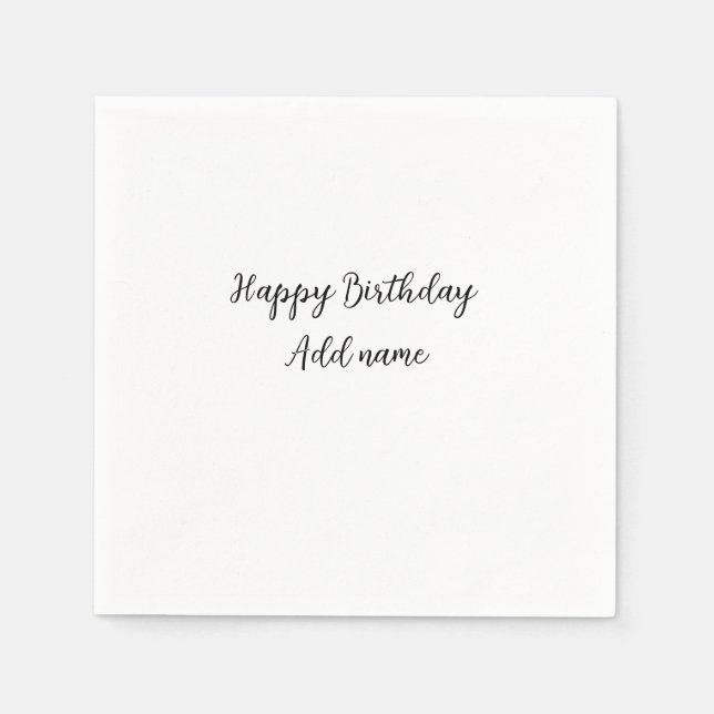 Serviette En Papier Joyeux anniversaire ajouter nom titre simple minim (Devant)