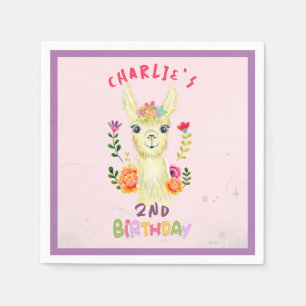 Serviette En Papier Joyeux Anniversaire Animal Lama Mignon Coloré Mexi