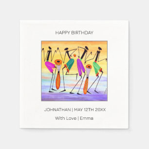 Serviette En Papier Joyeux anniversaire, aquarelle exprimant le bonheu