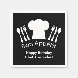 Serviette En Papier Joyeux anniversaire au chef !  Fève Appetit
