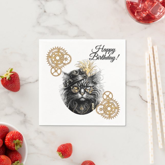 Serviette En Papier Joyeux anniversaire au professeur Sprocket-Paws, c (En situation)