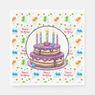 Serviette En Papier Joyeux Anniversaire Avec Cerise Sur Le Dessus