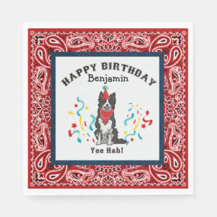 Serviette En Papier Joyeux anniversaire avec Collie frontalier dans la
