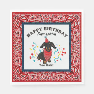 Serviette En Papier Joyeux anniversaire avec Dachshund Dog en Bandana