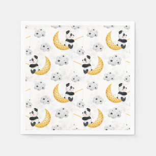 Serviette En Papier Joyeux Anniversaire avec Motif de Panda Pêcheur Aq