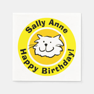 Serviette En Papier Joyeux Anniversaire avec Nom, Amateur de Chat