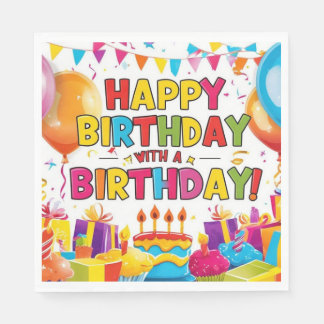 Serviette En Papier Joyeux anniversaire avec un anniversaire