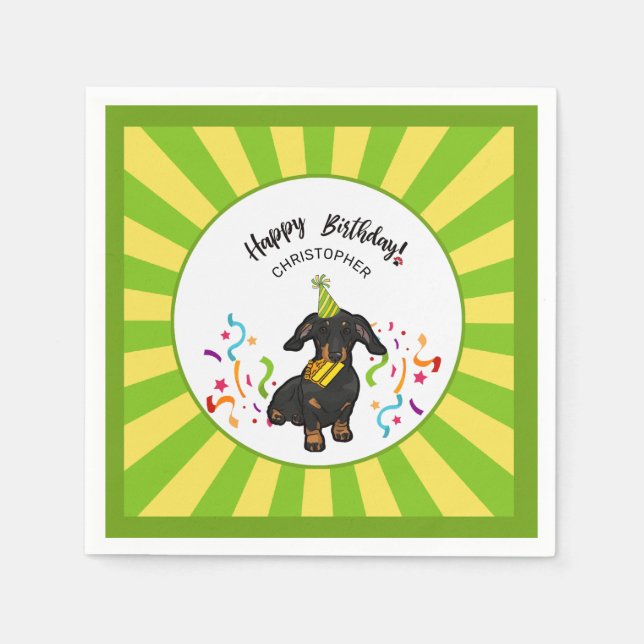 Serviette En Papier Joyeux anniversaire avec votre Dachshund Dog Buddy (Devant)