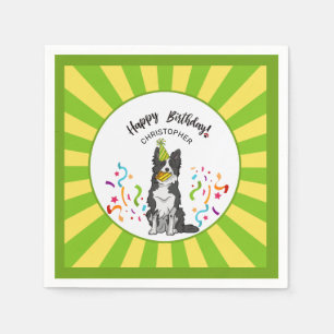 Serviette En Papier Joyeux anniversaire avec votre frontière Collie Bu