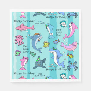 Serviette En Papier Joyeux Anniversaire Baby Shark Doo Doo Doo Party
