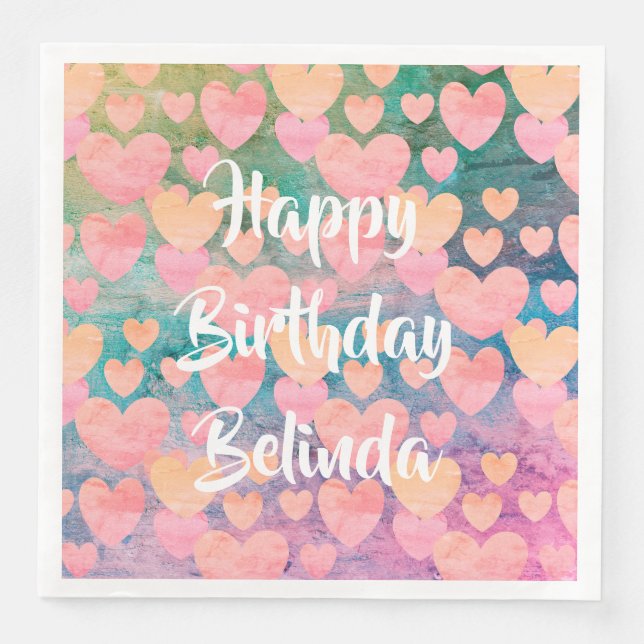 Serviette En Papier Joyeux anniversaire #Belinda serviettes de fête pa (Devant)