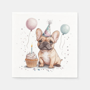 Serviette En Papier Joyeux Anniversaire Bouledogue Français