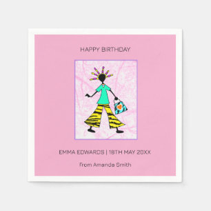 Serviette En Papier Joyeux anniversaire, branché et élégante femme