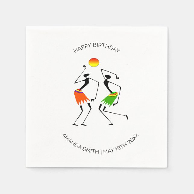 Serviette En Papier Joyeux Anniversaire Bright Sun Dance (Devant)