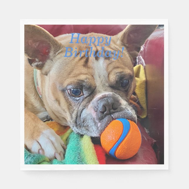 Serviette En Papier Joyeux anniversaire Brindle Boston Terrier (Devant)