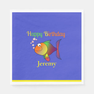Serviette En Papier Joyeux anniversaire, Bubbles le modèle de poisson