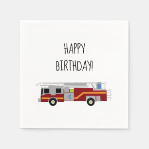 Serviette En Papier Joyeux Anniversaire Camion d'urgence Véhicules de
