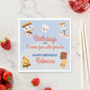 Serviette En Papier Joyeux anniversaire camping avec des S'mores migno