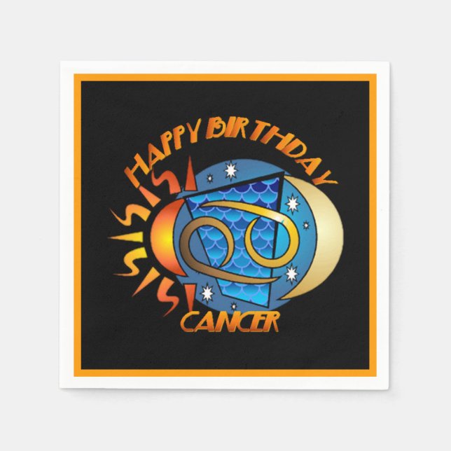 Serviette En Papier Joyeux Anniversaire Cancer Zodiac Signal de naissa (Devant)