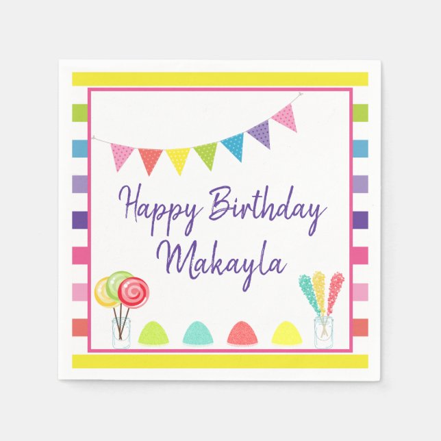 Serviette En Papier Joyeux Anniversaire Candy Land Sweet Treat Custom  (Devant)