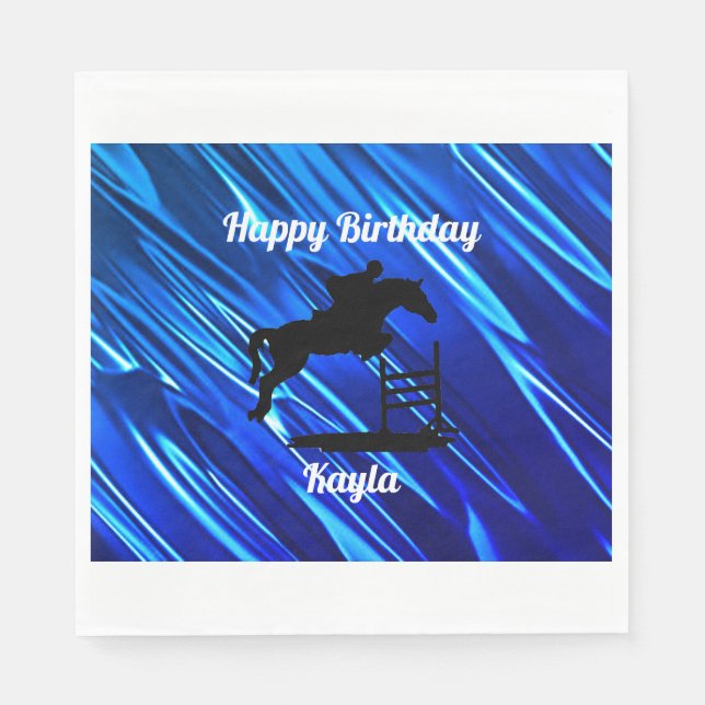 Serviette En Papier Joyeux Anniversaire Chasseur Cheval Jumper Equestr (Devant)