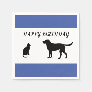 Serviette En Papier Joyeux anniversaire chat et serviettes de chien