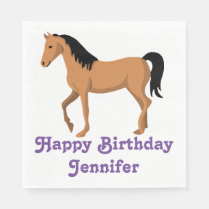 Serviette En Papier Joyeux Anniversaire Cheval Cheval Équestre Fête de