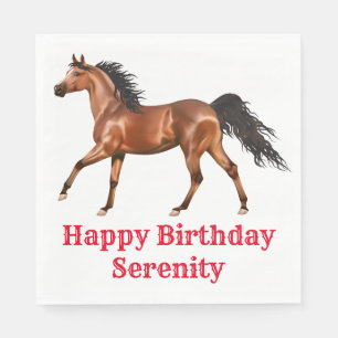 Serviette En Papier Joyeux Anniversaire Cheval Équestre Mignon Fête de