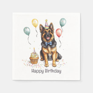 Serviette En Papier Joyeux Anniversaire Chien Berger Allemand