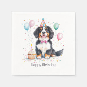 Serviette En Papier Joyeux Anniversaire Chien de Montagne Bernois