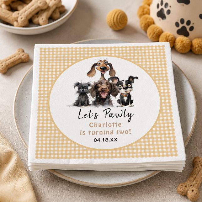 Serviette En Papier Joyeux Anniversaire Chien Let's Pawty (Dog Let's Pawty Birthday Invitation
)