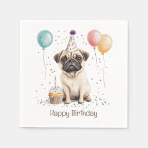 Serviette En Papier Joyeux Anniversaire Chien Pug