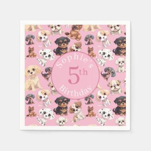 Serviette En Papier Joyeux Anniversaire Chien Toutou Rose