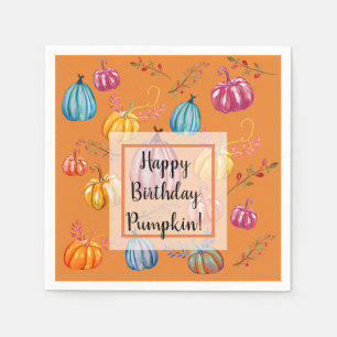 Serviette En Papier Joyeux Anniversaire Citrouille Automne Art Papier 