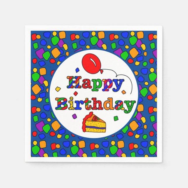 Serviette En Papier Joyeux anniversaire coloré (Devant)