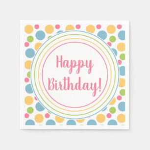 Serviette En Papier Joyeux anniversaire Couleurs arc-en-ciel
