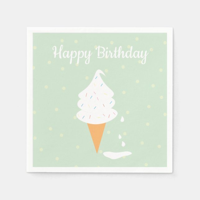Serviette En Papier Joyeux Anniversaire Crème glacée Cone Saupoudrer P (Devant)