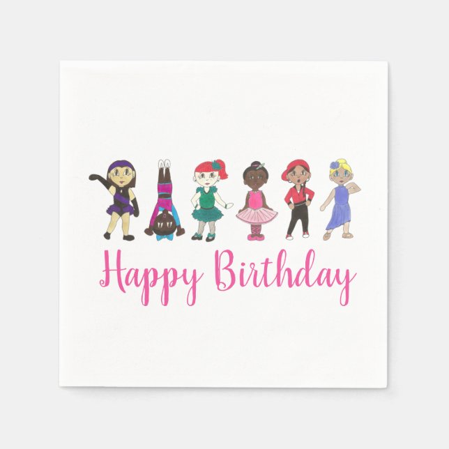 Serviette En Papier Joyeux Anniversaire Danse Thématique Fête Ballet T (Devant)