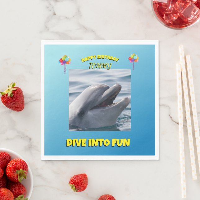 Serviette En Papier Joyeux Anniversaire Dauphin (En situation)