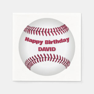 Serviette En Papier Joyeux Anniversaire De Baseball Avec Nom
