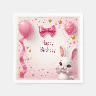 Serviette En Papier Joyeux Anniversaire de Bébé Lapin Doux 🐰