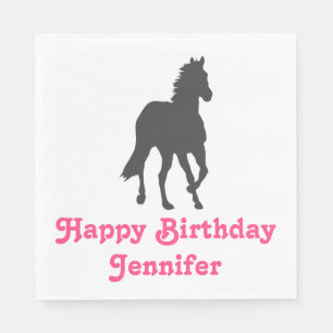 Serviette En Papier Joyeux anniversaire de Cheval, fête de la petite 