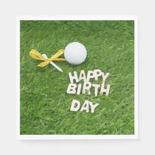 Serviette En Papier Joyeux anniversaire de golf avec des boules et un 