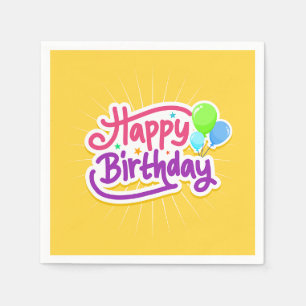 Serviette En Papier Joyeux Anniversaire de la fête du papier jaune Nap